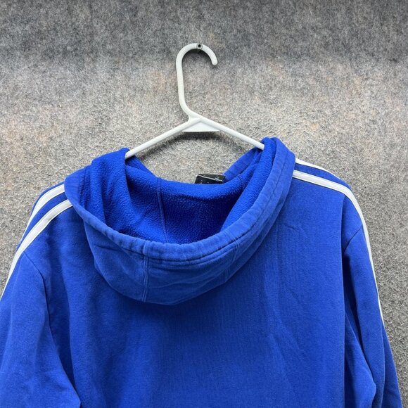 Adidas Sweatshirt Hoodie Mens Medium Blue 3 Stripes Big Logo Pullover Athletic - Picture 11 of 12